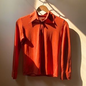 Vintage Rust Color Winged Collar Button Up